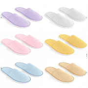 Bulk 6 Pairs Coral Non Slip Disposable Slippers Wholesale Bulk Hotel Slippers for Guests, Multicolor Reusable House Slippers, Indoor, Bathroom, Bedroom, Travel Slippers for Women, Men, Unisex