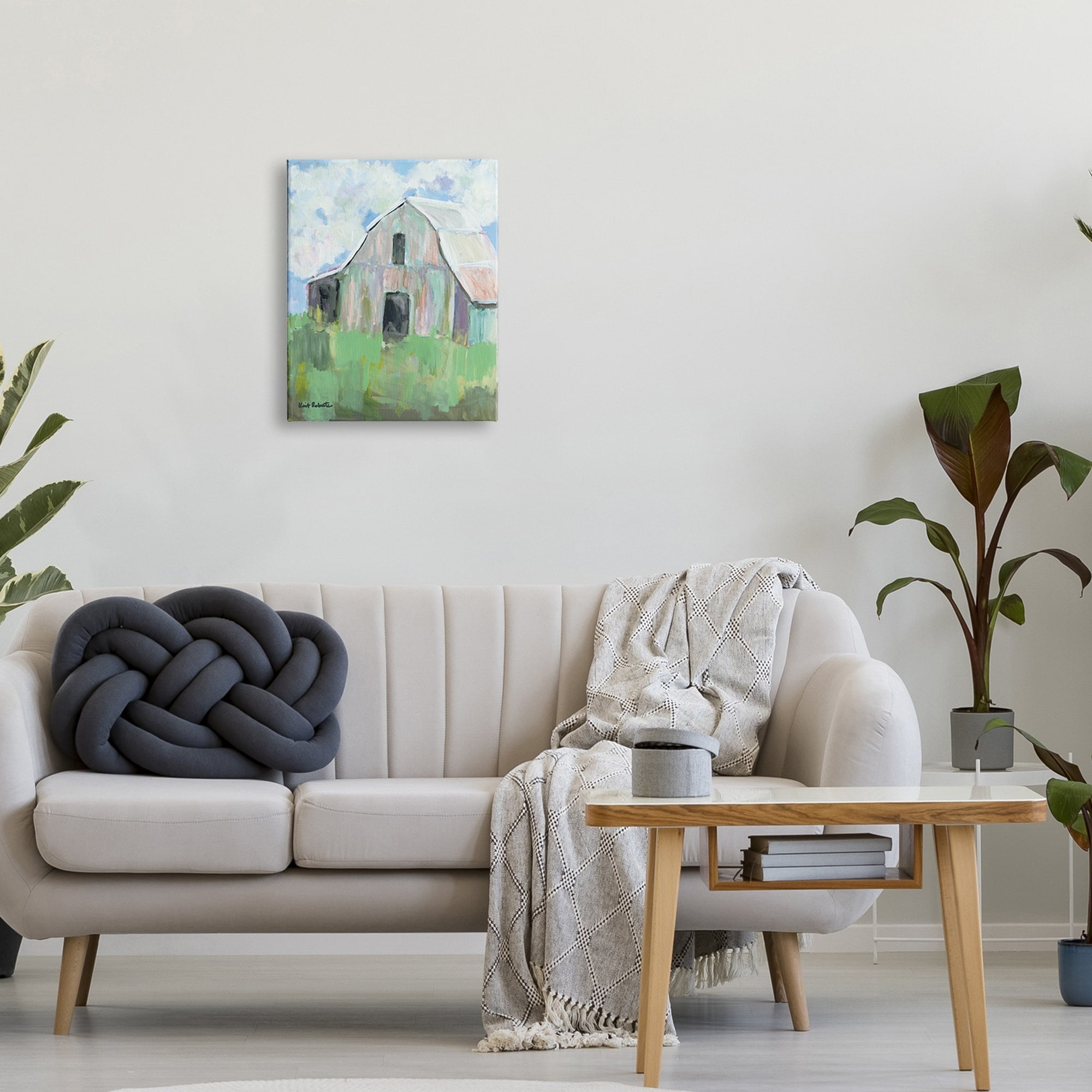 Stupell Industries Rural Barn Tall Grass Countryside Impressionistic Painting,16 x 20, Design by Kait Roberts