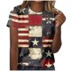 thumbnail image 2 of Fiudx Ofertas Relámpago Top/Camisa de Cuello Redondo de Manga Corta con Cuello Redondo Estampado para Mujer, 2 of 5