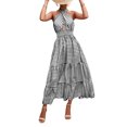 thumbnail image 4 of Txlixc Ropa de verano para mujeres, encaje floral / a cuadros para mujeres con espalda suelta Txlixc  moda, 4 of 9