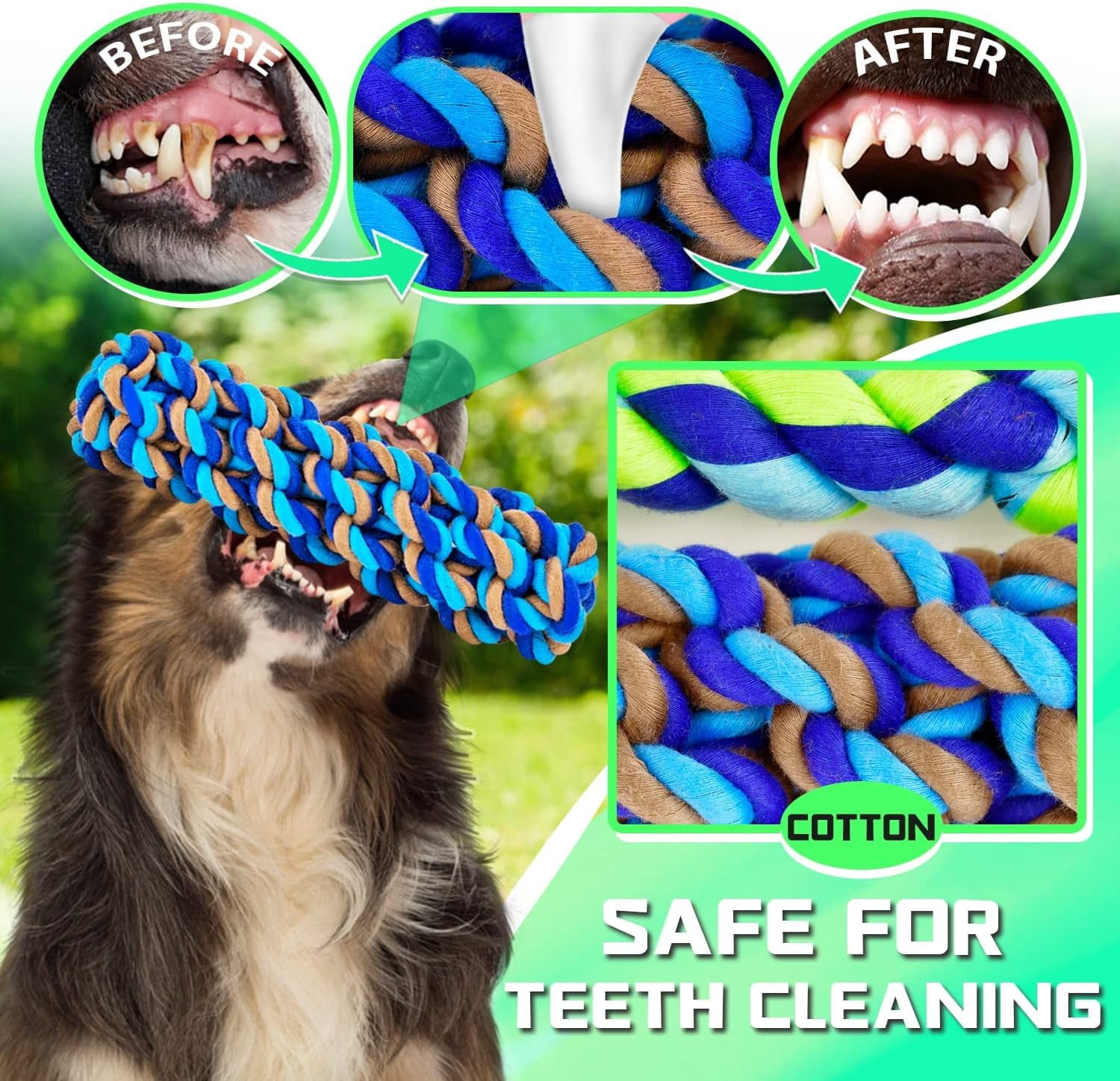 SHARLOVY XL Dog Chew Toys for Aggressive Chewers Large Breed, 14 Pack Tough Indestructible Dog Toys , Durable Puppy Chew Toys for Teething, Heavy Duty Cotton Dog Rope Toys for Large Dogs