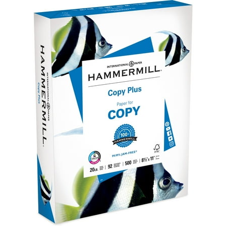 Hammermill Copy Plus Paper 20Lb 92 GE/102 ISO 8-1/2"x11" White 105007RM