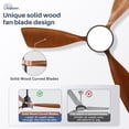 thumbnail image 4 of Sofucor 48 Inch Smart Ceiling Fan with Lights and Remote/APP Control, Compatible with Alexa/Google, 3 Blade Brown Black Solid Wood Low Profile Ceiling Fan for Indoor Outdoor Bedroom Farmhouse Patio, 4 of 8
