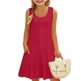 thumbnail image 4 of YunPes Girls Dress Summer Sleeveless Comfortable Casual Dress Solid Color Printed Children's Clothing with Pocket Vest Dress Clothes for Kids Girls, 4 of 6