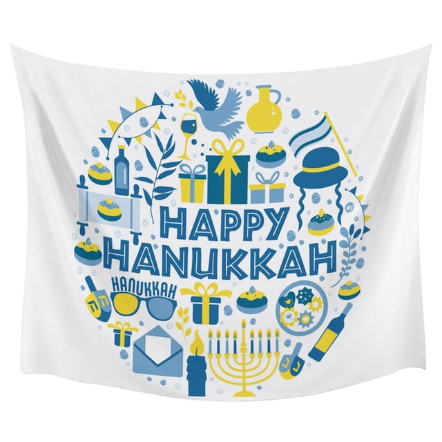 Wosthever Tapiz colgante de poliéster para pared, decoración del hogar de Hanukkah, tapiz impreso único para el hogar para dormitorio, sala de estar, Decoración del hogar No.1 Wosthever HA027037-01