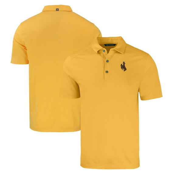 Men's Cutter & Buck Gold Wyoming Cowboys Forge Eco Stretch Recycled Polo