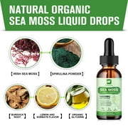 (2 Pack)Organic Sea Moss Liquid Drops 10000mg - 5X Stronger than Gummy & Capsules - Joint, Digestion, Thyroid Immunity Essential Support - 60ml