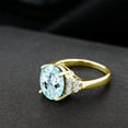 thumbnail image 4 of Gem Stone King 18K Yellow Gold Plated Silver Ring Oval Sky Blue Topaz and Moissanite (6.56 Cttw, Size 7), 4 of 4