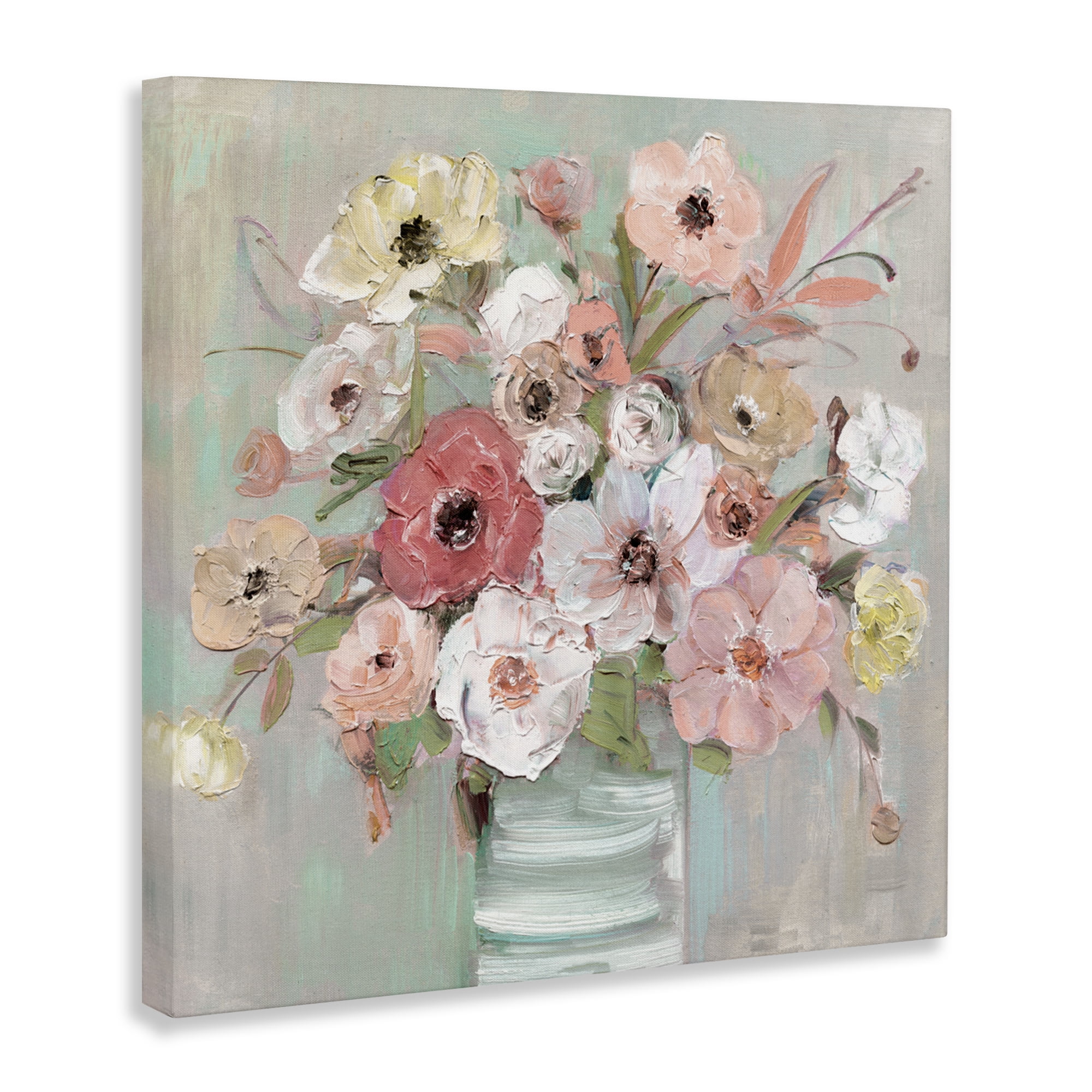 Stupell Industries Pastel Flower Forms Vase Canvas Wall Art, design by Sally Swatland