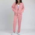 thumbnail image 2 of Sweatsuits Women 2 Piece Outfit Fleece Zip Up Jacket Oversized Hoodie Jogger Sweatpants Set Cozy Matching Sweat Sets Pink 3XL, 2 of 3
