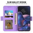 thumbnail image 6 of Compatible with Motorola Moto Edge 2022/MotoEdge 5G UW 2022 Wallet Phone Case and Tempered Glass Screen Protector Flip Credit Card Holder Stand Mandala Flower Cell Cover for XT2205-2 6.6 Women Purple, 6 of 9