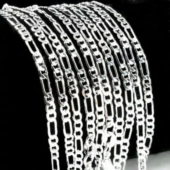 HOOUN Wholesale 20pcs 925 Silver 2mm Figaro Chain Necklace 16-30 inch Jewelry findings-30-5Pcs