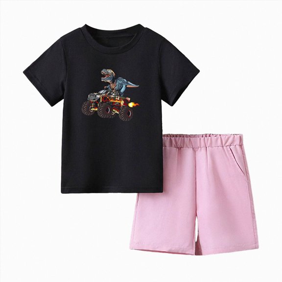 KPOPLK 6 12 18 24 Months 3T 4T 5T 6T 7T Toddler Boys Clothes Set Short Sleeve T-Shirt and Shorts Summer 2 PCS Outfit for 6M-3Y(7-8 Years,A)
