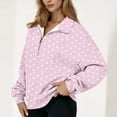 thumbnail image 2 of JGGSPWM Women Polka Dot Hoodie Half Zip Long Sleeve Oversized Fleece Hooded Sweatshirt Graphic Print Loose Fall Winter Outfit Pink M, 2 of 5