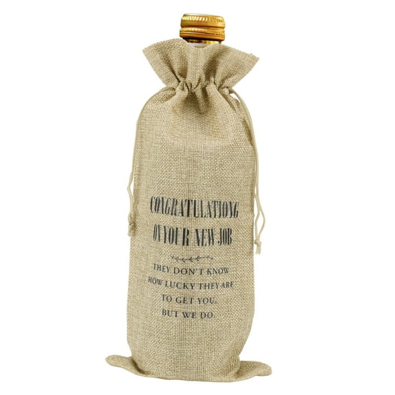 New Job Word Wine Bags Wine Bottle Gift Bags w/ Drawstrings for Weddings Christmas Home Storage Khaki
