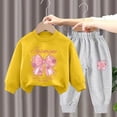 thumbnail image 2 of Povozer Toddler Girl Clothes Girls Comfortable Warm Cute Cartoon Print Long Sleeved Sweatshirt Pants Casual 2pcs Set,Size 1-2 Years,N, 2 of 3