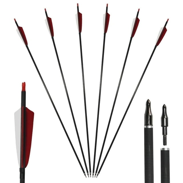 6/12PCS Arrows 31.5 inch Carbon Arrows Are Used To Recurve Bow Shooting and Hunting Practice