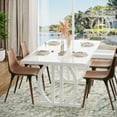thumbnail image 3 of Tribesigns Dining Table Seats 4-6, 63 in. Kitchen Table Dinner Table with Heavy Duty Metal Frame, Large Executive Desk Computer Desk for Home Office, 3 of 6