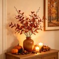 thumbnail image 6 of Orange 27.5in Thanksgiving Faux Greenery 9-Fork Branch Insertion Artificial Fall Leaf Spray for Indoor Outdoor Autumn Harvest Vase Table Decor, 6 of 7
