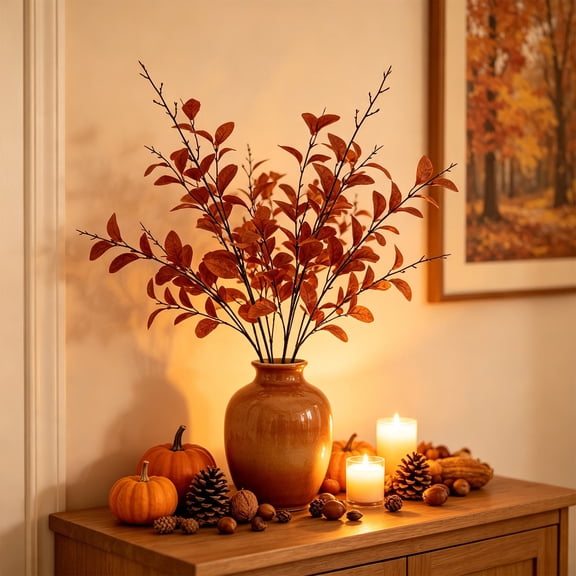 Miwamany Thanksgiving Artificial Berry Branch, 9 Fork Fall Stem for Vase, Indoor Outdoor Autumn Harvest Decor, Table Centerpiece for Home, Realistic Foliage