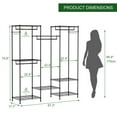 thumbnail image 3 of EDTara Portable Wardrobe Storage Rack, Heavy-Duty Freestanding Closet Organizer with 4 Hanging Bars and 8 Adjustable Shelves, 3 of 6