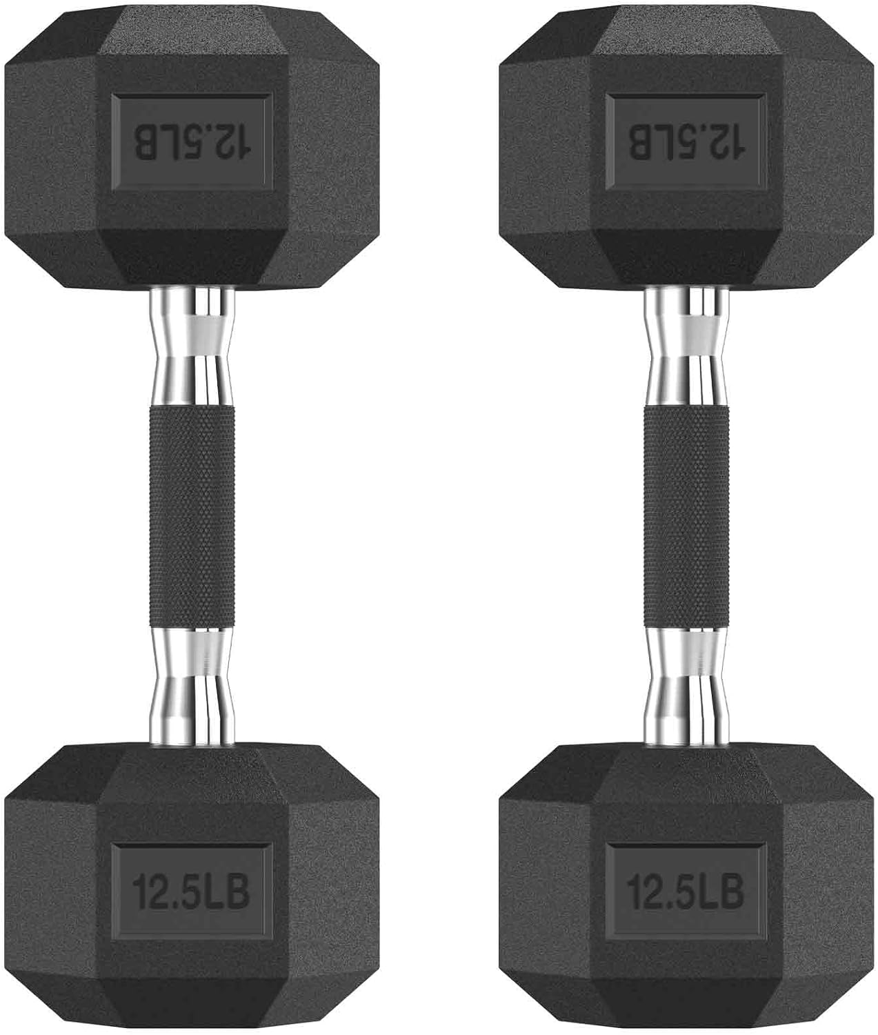 Hexagonal dumbbell set, 2.5-65 lb rubber-wrapped fitness dumbbells, 2-pack, strength training dumbbells.
