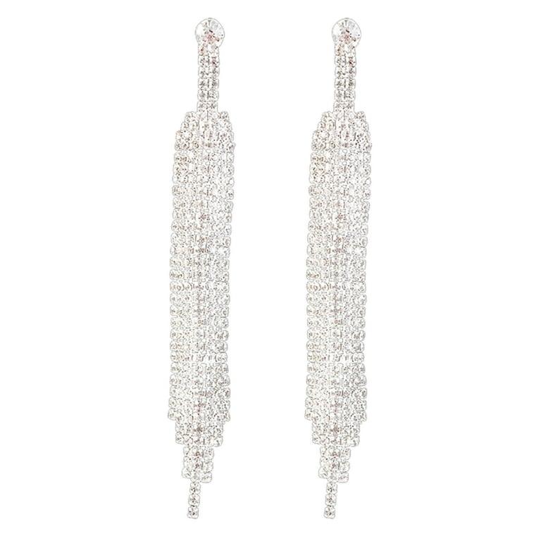 AYYUFE Dangle Earrings Long Tassel Decorative Temperament Luxury Jewelry  Gift Accessory Fashion Women Shiny Rhinestone Party Drop Earrings for  Dating 