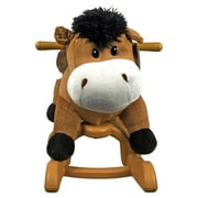PonyLand 24-inch Plush Brown Rocking Horse with Sound for Toddlers 18 months and up