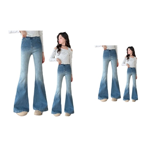 Flared Bell Bottom Jeans for Girls – High Waisted Stretch Denim Pants with Raw Hem, Classic Retro Style, Comfortable Casual Everyday Wear for Teenage Kids