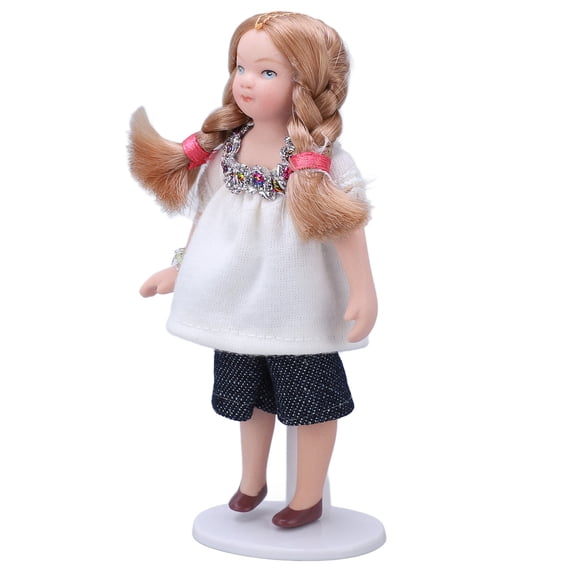 Muñeca De Niña De Casa De Muñecas, Mini Camiseta Blanca De Cerámica, Pantalones Cortos, Niña De Porcelana De Casa De Muñecas, Escala 1:12 Para Decoración