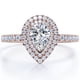 thumbnail image 1 of JeenMata Anillo de Compromiso con Doble Halo de Moissanita en Forma de Pera de 1,75 Quilates con Estilo Pavé Certificado en Baño de Oro Rosa de 18 K sobre Plata, 1 of 7