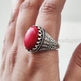 thumbnail image 6 of NEW Coral Mans Ring, Natural Red Coral Ring, Unisex Ring, Silver Jewelry, 925 Silver Ring, Birthday Gift, Heavy Mens Ring, Arabic Design, Ottoman Style Ring, Christmas, Turkey Mens Signet Ring, 6 of 7