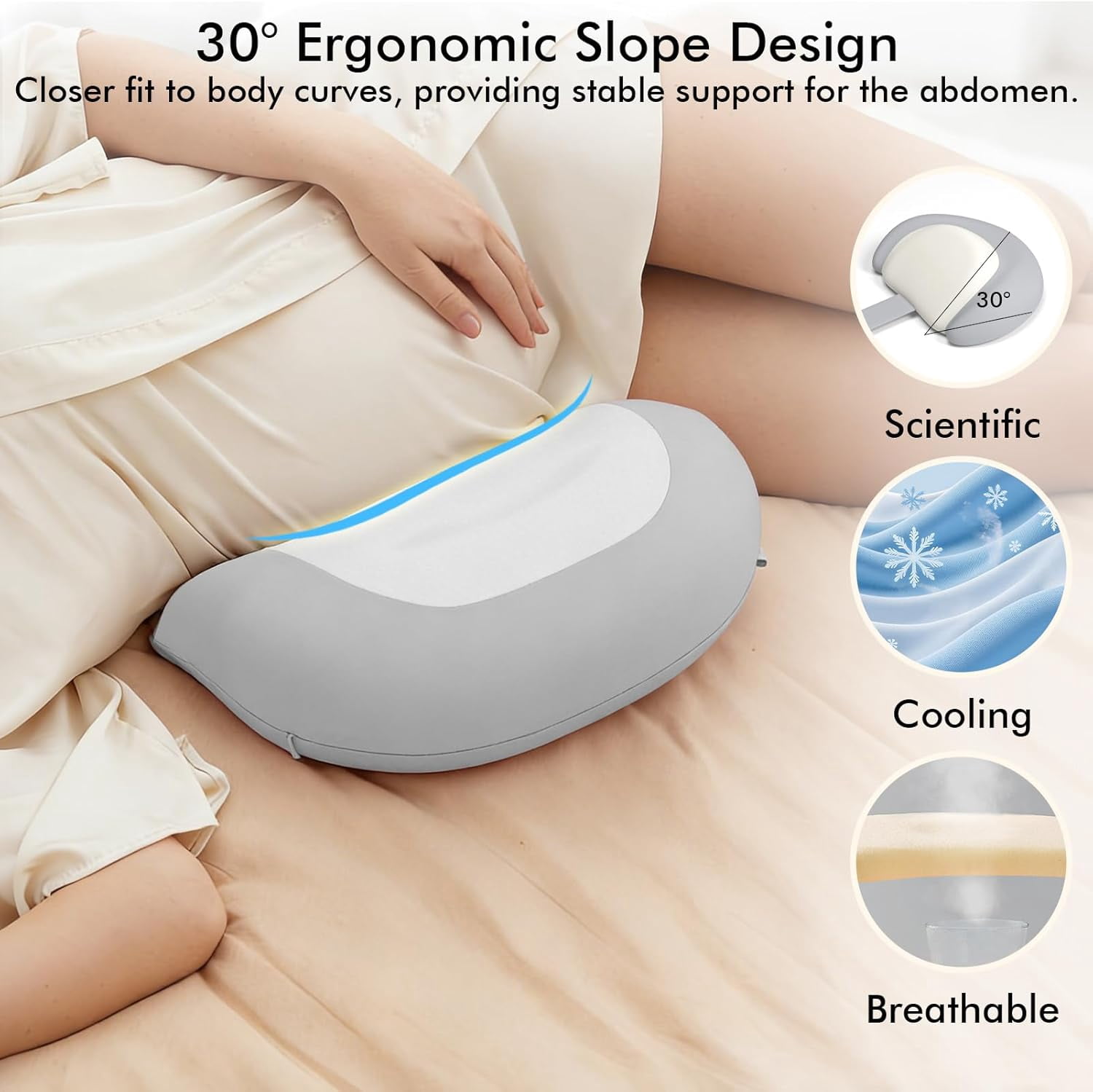 Pregnancy Pillows for Sleeping, Memory Foam W Shaped Maternity Pillow for Pregnant Women, Adjustable Travel Pregnancy Wedge Pillow with Cooling Removable Washable Cover, Support for Belly, Back(Grey)