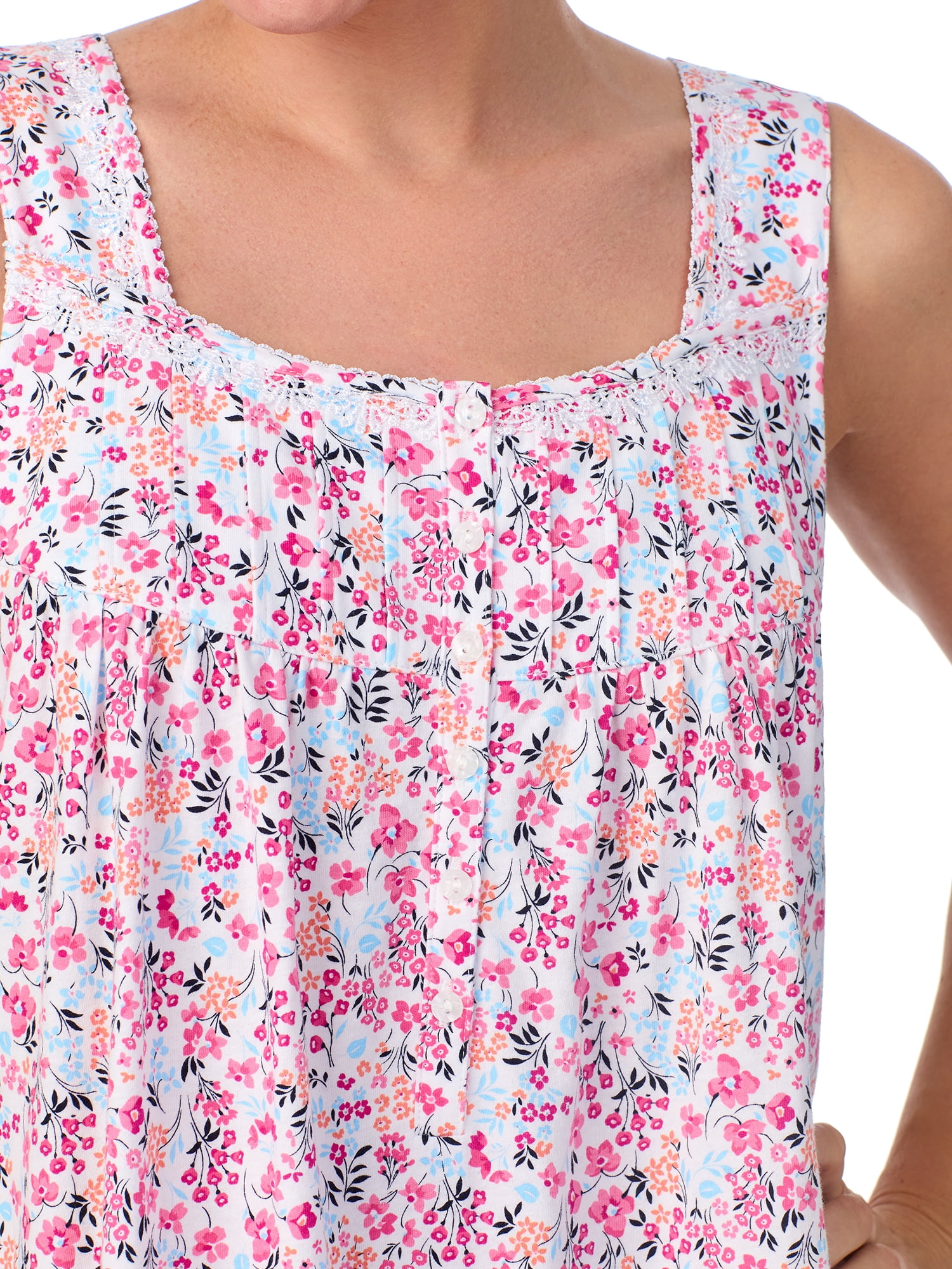Aria Women's 100% Cotton Sleeveless 40" Nightgown, Sizes XS-5X