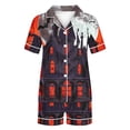 thumbnail image 5 of Yufatyle Women's Halloween Pajamas Set Collared Button Down Sleepwear Cute Ghost Spider Print Lounge Shorts Set Soft Homewear S, 5 of 5