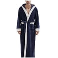thumbnail image 1 of HBFAGFB Men's Bathrobes Fall and Winter Leisure Padded Thickened Long Robe Soft Pajamas Navy Size M, 1 of 5