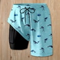 thumbnail image 2 of KHONTS Men's Plus Size Swim Trunks Inseam with Compression Liner Quick Dry Beach Shorts Board Shorts Swimwear 04-Light Blue XL, 2 of 3