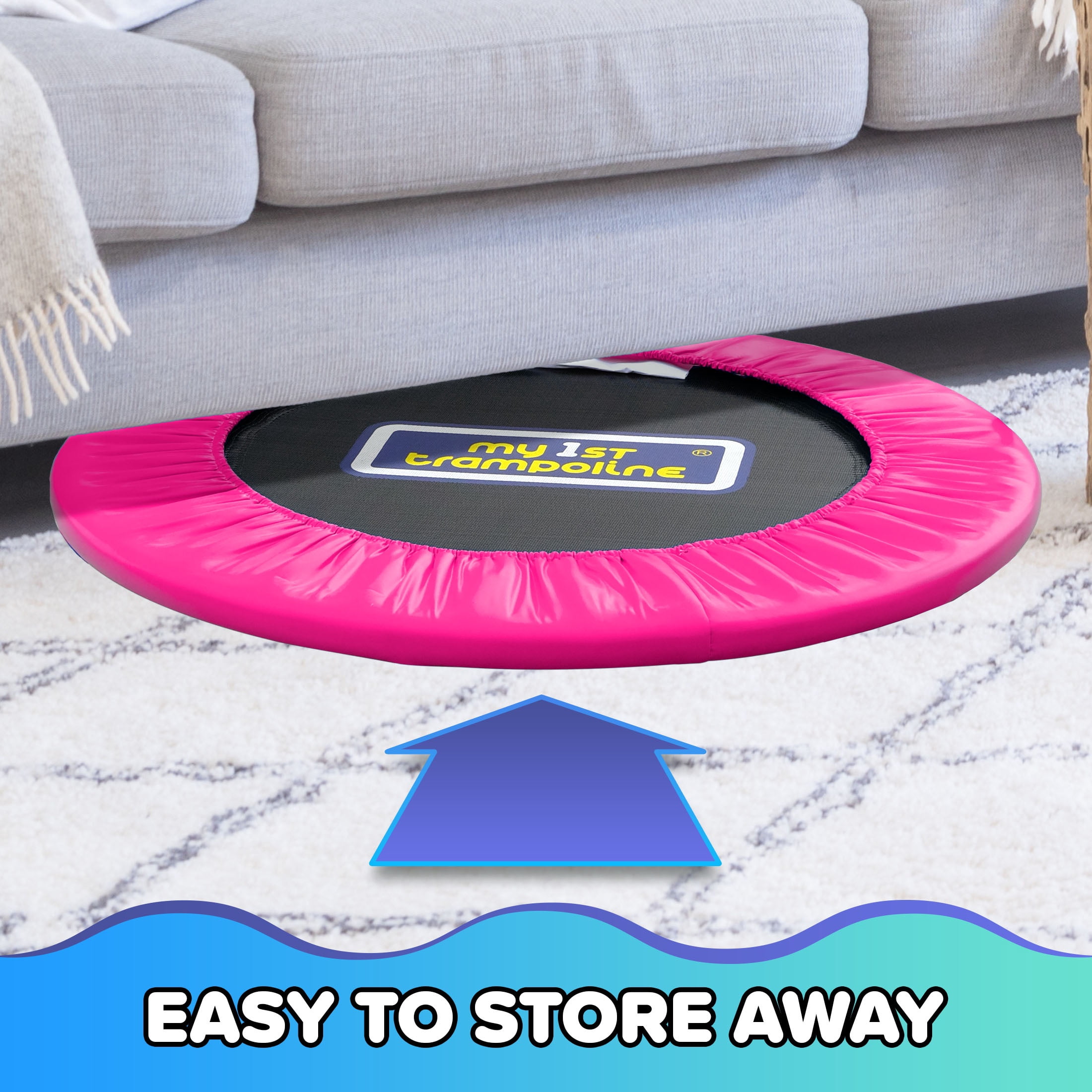 Sportspower My 1st Trampoline 36" Indoor/Outdoor Mini Rebounder Trampoline with No-Gap Padded Cover, for Toddlers & Kids, Max Weight Capacity 220 LBS - PINK