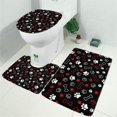 thumbnail image 2 of Paw Prints and Bones Bathroom Rugs Sets 3 Piece,Toilet Cover Set,Absorbent Non Slip Bathroom Mats Sets with U-Shaped Contour Rug Toilet Rug Set, 2 of 5