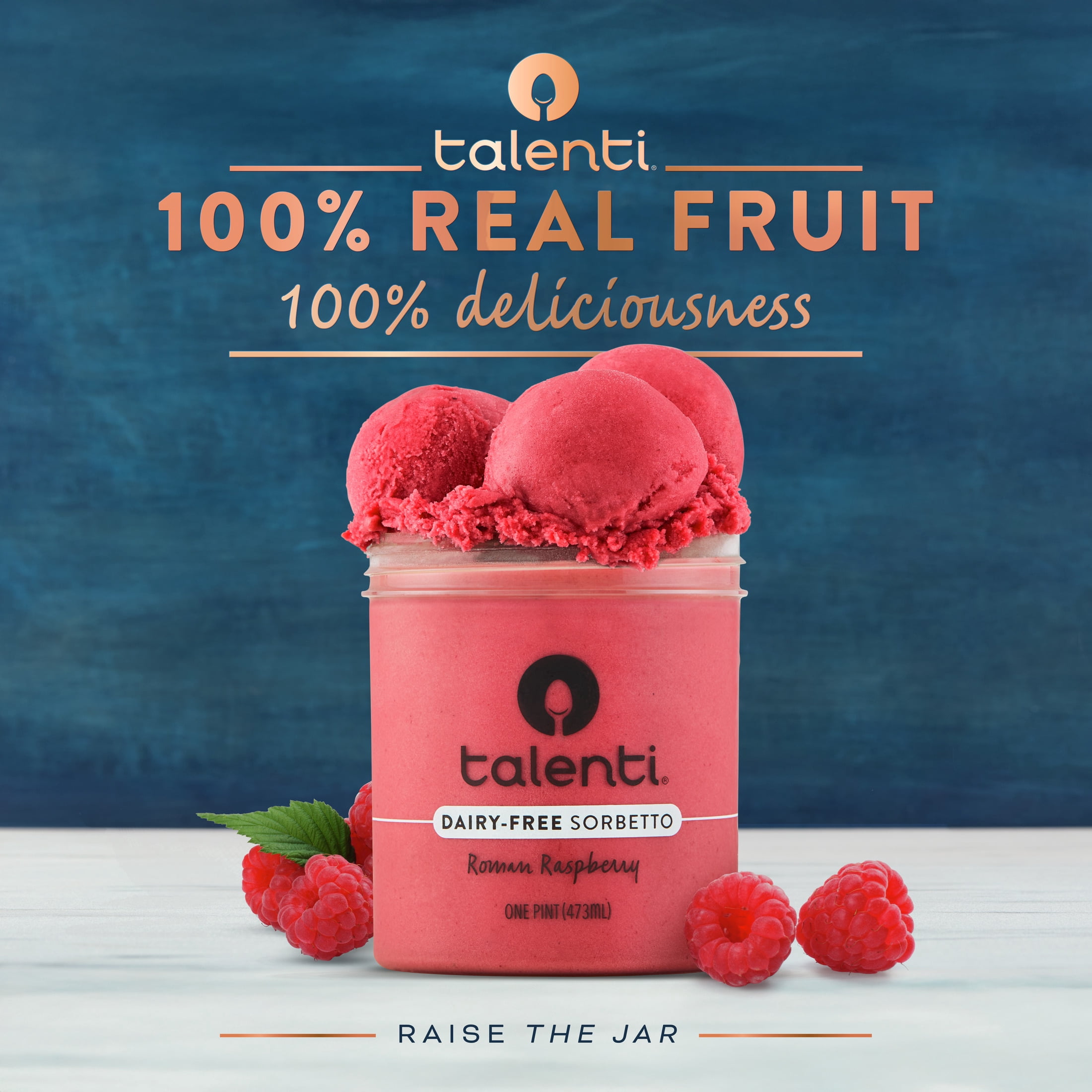 Talenti Dairy-Free Sorbetto Roman Raspberry Sorbet Frozen Desserts, 1 Pint