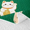 thumbnail image 5 of Manfei Kawaii Kitten Twin Quilt Set, Tribal Lucky Cat Twin Coverlet Set, Green, 2 Pieces, 1 Bedspread and 1 Pillowcase, 5 of 7