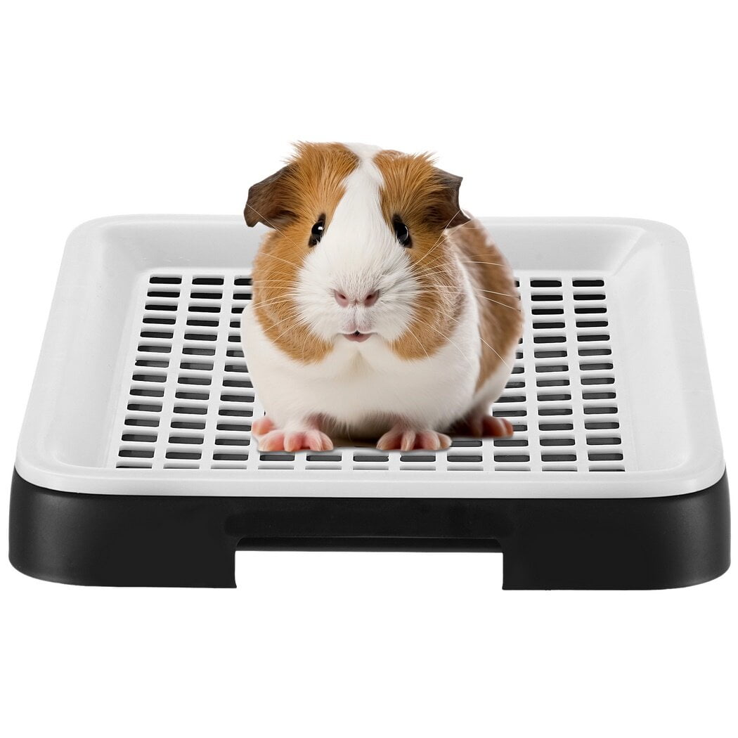 Guinea Pig Litter Tray Pan with Removable Grate Hygienic Hamster Litter Box for Cage Small Animal Toilet Potty Trainer Pan for Guinea Pigs