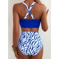 thumbnail image 3 of SHEWIN High Waisted Swimsuits for Women Textured Whip Stitch 2 Piece Bikini Sets V Neck Cross Back Sporty Summer Beach Bathing Suit, 3 of 11