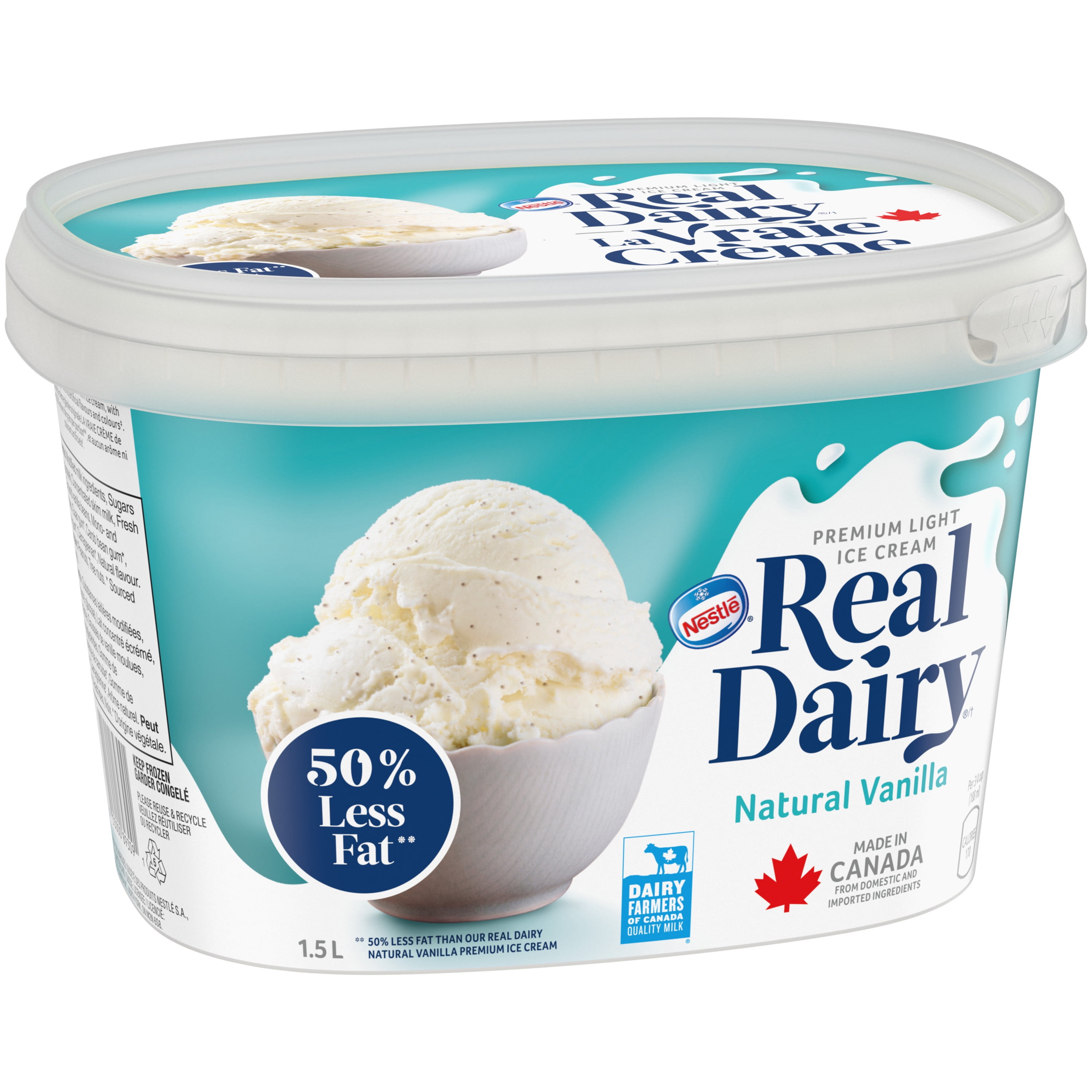 REAL DAIRY® 50% Less Fat Natural Vanilla Premium Light Ice Cream 1.5 L Tub
