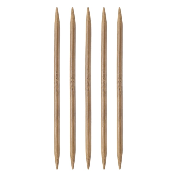 Uxcell 5Pcs Agujas de Tejer de Bambú de Punta Doble Tamaño US 9(5.5mm) Carbonizado 6 pulgadas(15cm) Rectas para DIY Creativo Hecho a Mano