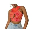 thumbnail image 1 of KOMOO Women Sleeveless Crop Tops Printed Halter Neck Backless Short Tops Close-fit Vest Plus Size, 1 of 10