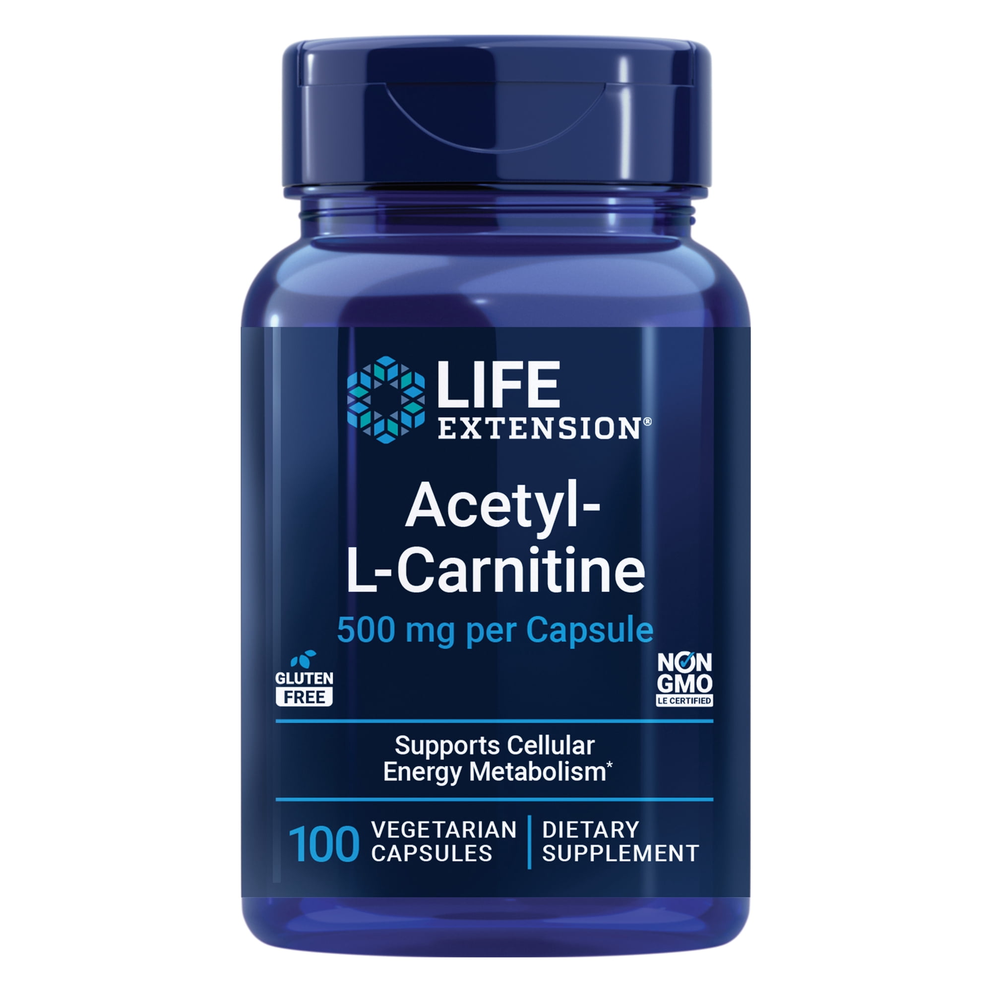 Life Extension Acetyl-L-Carnitine, Acetyl-L-Carnitine, vitamin C, Brain, mood & nerve health, cellular energy, Gluten-Free, Non-GMO, Vegetarian, 100 Capsules