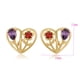 thumbnail image 2 of Aretes Corazón Flores Swarovski Amatista Granate Oro 14K Lam dorado Unitalla, 2 of 7