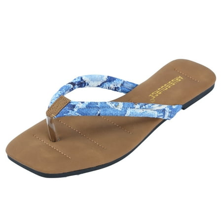 

Mnyotv Sandals Women Casual Women Shoes Soft Soled Flip Flops Fashionable Flip Flops Beach Tie Dye Printed Beach Sandals Walking Sandals Women Sky Blue 37
