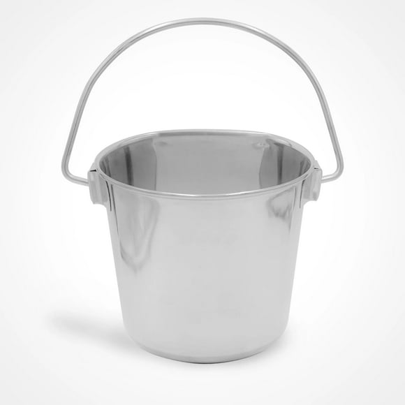 Fuzzy Puppy Pet Products Heavy Duty Stainless Steel Flat Sided Pail for Dog Cat and Critter Crates & Cages | 4 Quart (PN: Flat Pail-4)